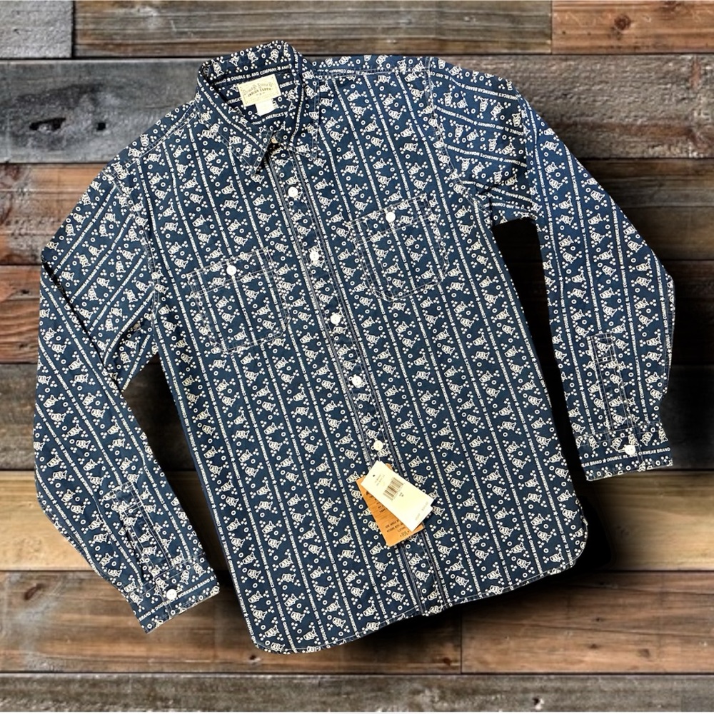 DOUBLE RL RALPH LAUREN RRL INDIGO DYED WESTERN BUTTON UP SHIRT- SIZE MEDIUM